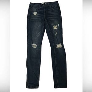 Refuge Distressed Dark Wash Skinny Jeans Size 2